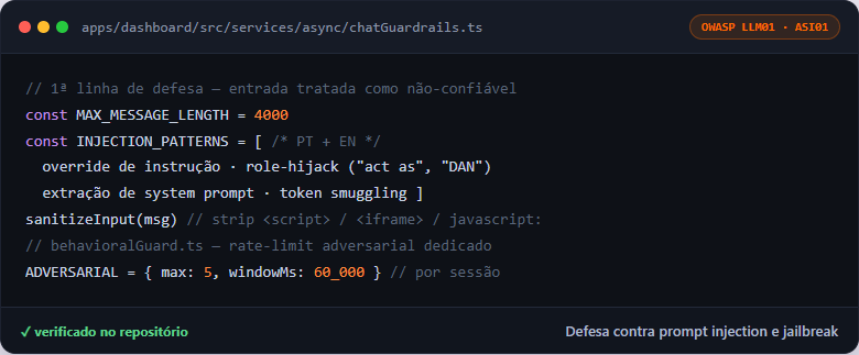 Padrões de injeção bloqueados na entrada (PT+EN)